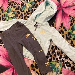 Nike Air Sweat Set, 3T is blue, 2T is the purple.